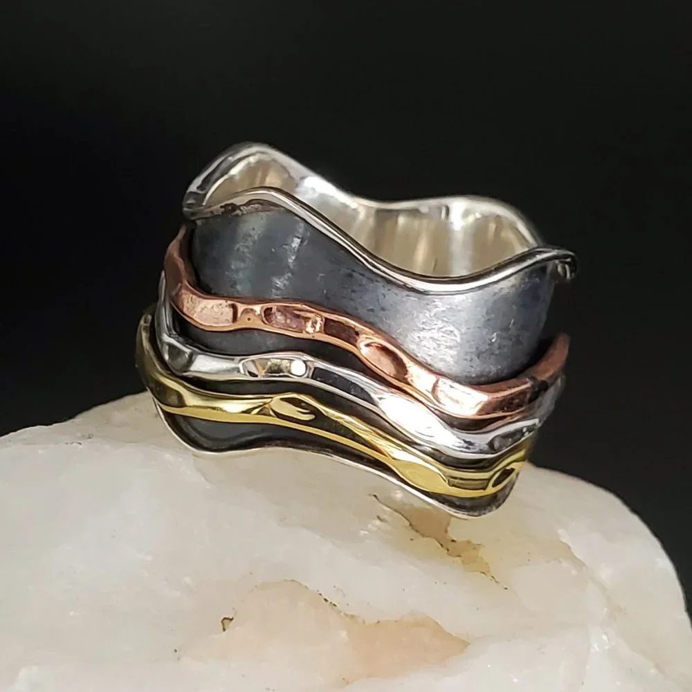 Sterling Silver Ring 925 14k Gold 14k Rose Gold Copper Black Rhodium Silversmith